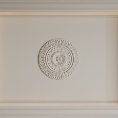法式天花吊顶 法式灯盘 法式雕花线条