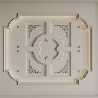 法式天花吊顶 法式灯盘 法式雕花线条