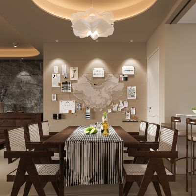 诧寂风餐厅 六人餐桌椅 餐桌椅组合