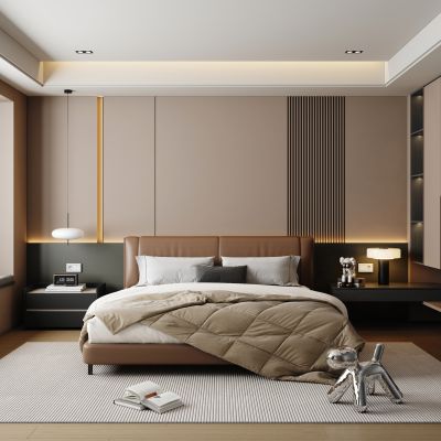 现代意式家居卧室 黑白卧室 飘窗卧室