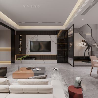 现代别墅客餐厅2016版