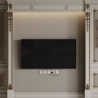 法式背景墙 法式护墙板 法式雕花线条 电视背景墙