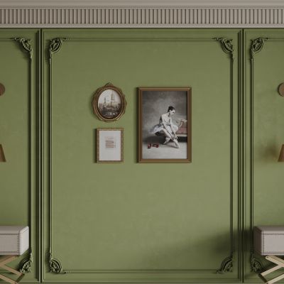 法式背景墙 法式护墙板 法式雕花线条 床头背景墙