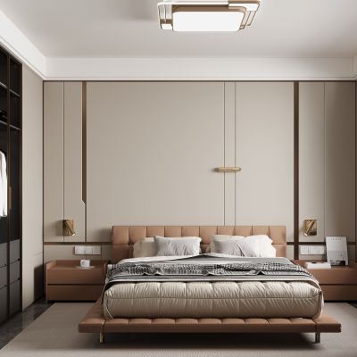 现代家居卧室 双人床 主卧 饰品摆件