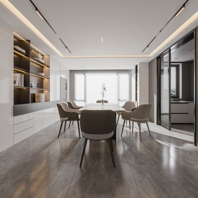 现代家居餐厅 餐桌椅组合 酒柜组合 饰品