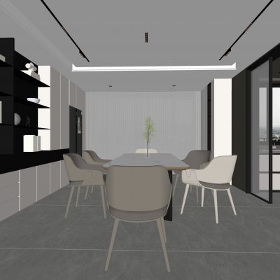 现代家居餐厅 餐桌椅组合 酒柜组合 饰品