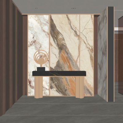 意式 轻奢 中古风 岩板造型 无主灯 入户隔断 玄关