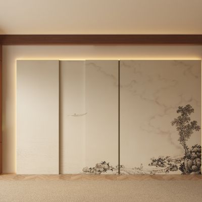 中古侘寂风客厅 餐厅 茶室背景墙