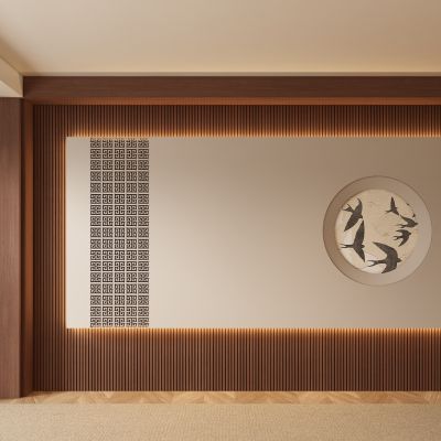 中古侘寂风客厅 餐厅 茶室背景墙