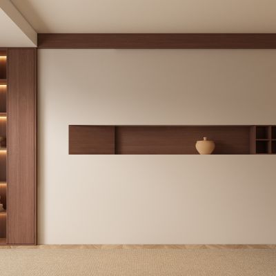 中古侘寂风客厅 餐厅 茶室背景墙