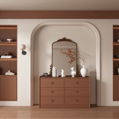 中古风客厅 餐厅 茶室背景墙