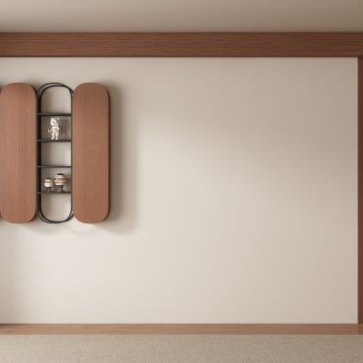 中古风侘寂客厅 餐厅 茶室背景墙