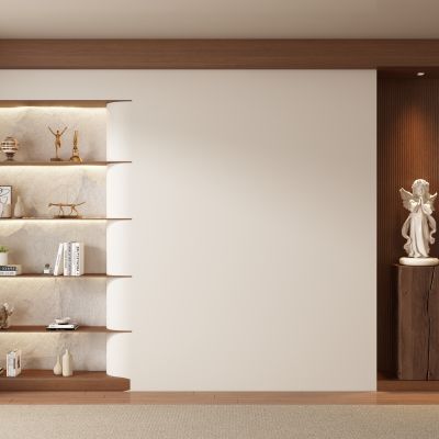 中古风侘寂客厅 餐厅 茶室背景墙