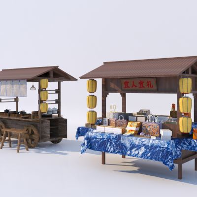 中式摊位外摆 传统复古摊位