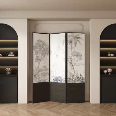 中古风客厅 餐厅 茶室背景墙