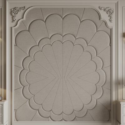 法式背景墙 护墙板雕花线条 床头背景墙