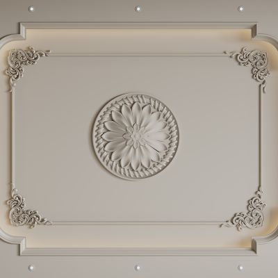 法式天花吊顶 法式灯盘  卧室吊顶 客餐厅吊顶