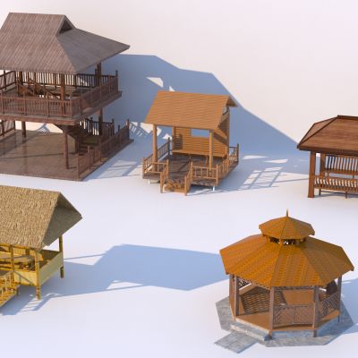 中式吊脚楼 观景台 景观亭