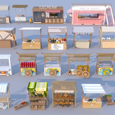 现代摊位 小吃摊