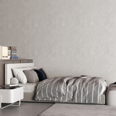 现代布艺床 脚踏 床头柜 单人床