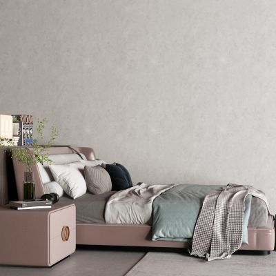 现代真皮床 皮质床 床头柜 脚踏