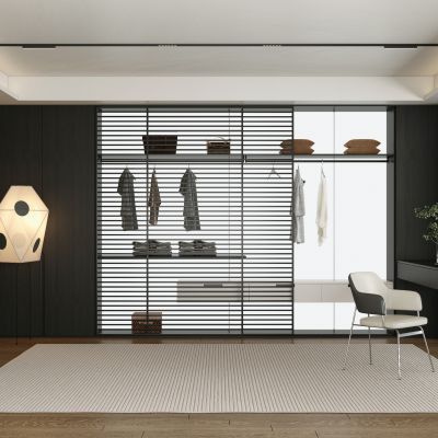 现代极简黑白衣帽间