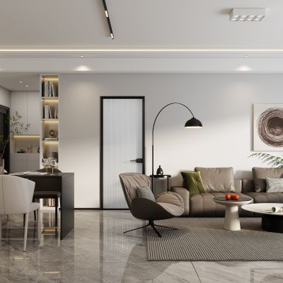 现代客餐厅黑白灰客餐厅客餐厅