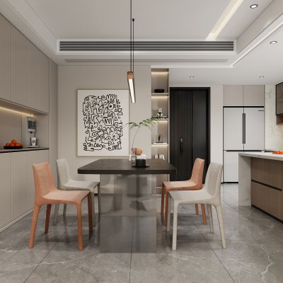 现代餐厅餐厅酒柜入户餐桌厨房