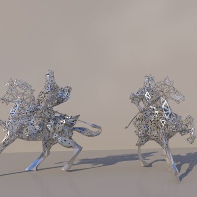 现代雕塑骑马武将 镂空金属雕塑