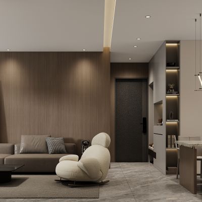 现代客餐厅黑白灰客餐厅客餐厅