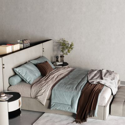 现代布艺床 床头柜 脚踏 软包