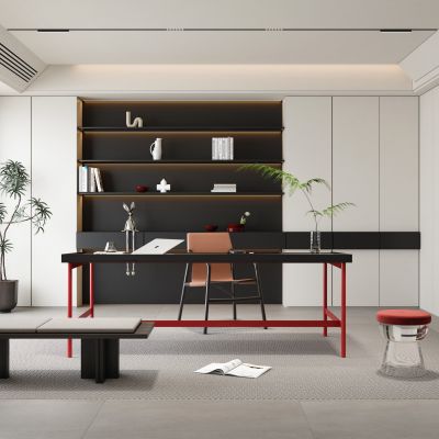 现代黑白极简书房