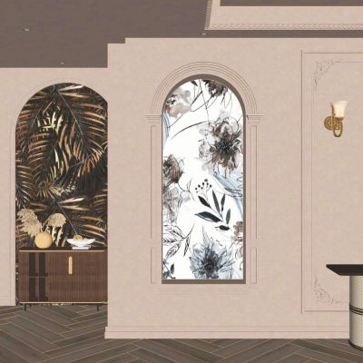 轻法式 奶油 中古风 角花 边线 入户隔断 端景 玄关