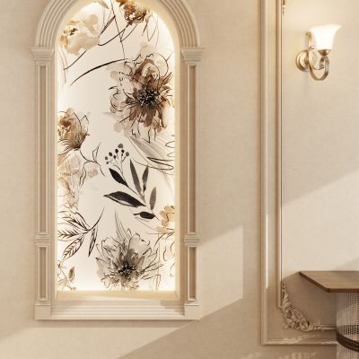 轻法式 奶油 中古风 角花 边线 入户隔断 端景 玄关