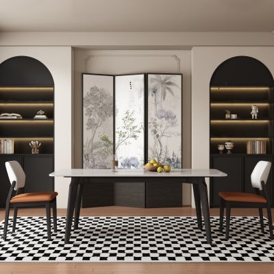 中古风法式餐厅 餐桌椅