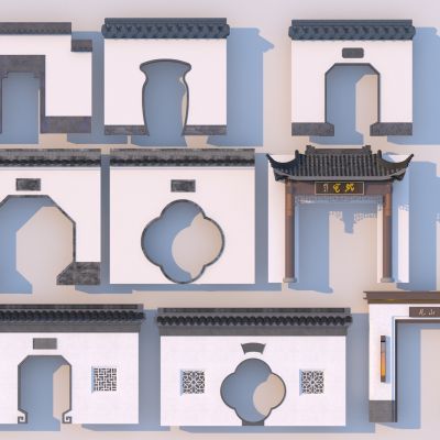 新中式庭院园林围墙