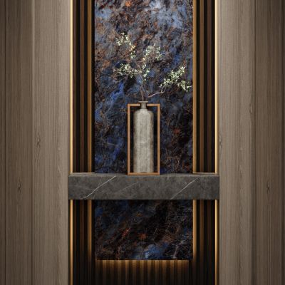 意式 轻奢风 中古风 黑金 走廊 端景 玄关