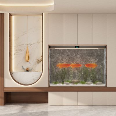 奶油 中古风 轻奢风 小洞天 入户隔断 鱼缸 玄关