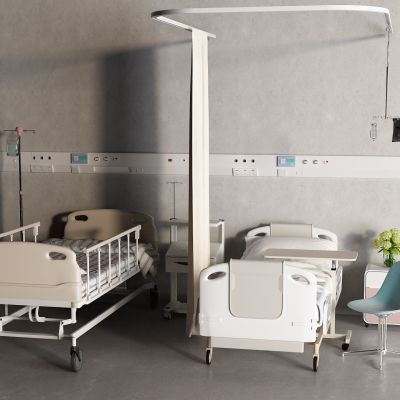 现代医用床 病床 点滴架