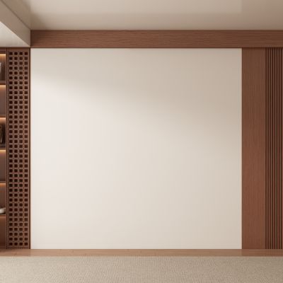 中古风侘寂客厅 餐厅 茶室背景墙