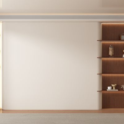 中古风侘寂客厅 餐厅 茶室背景墙