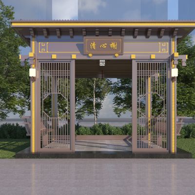 新中式铝合金凉亭3D模型