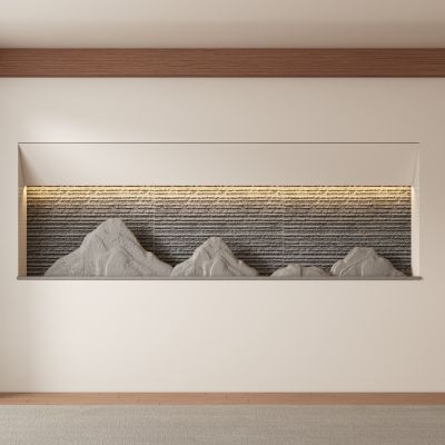 中古风侘寂客厅 餐厅 茶室背景墙