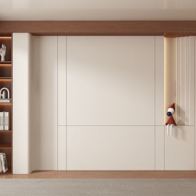 中古风侘寂客厅 餐厅 茶室背景墙