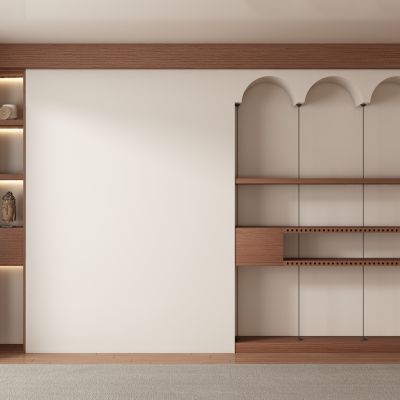 中古侘寂风客厅 餐厅 茶室背景墙