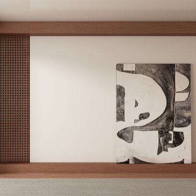 中古侘寂风客厅 餐厅 茶室背景墙