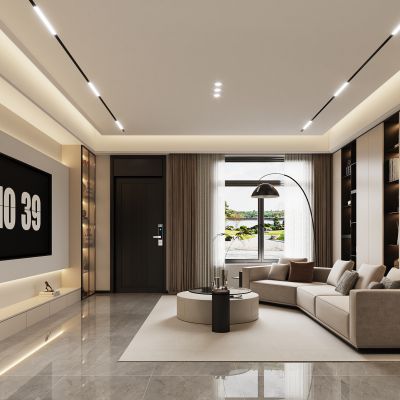 现代客餐厅 沙发茶几组合 装饰柜 酒柜