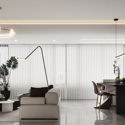 现代客餐厅 沙发茶几组合 岛台餐桌