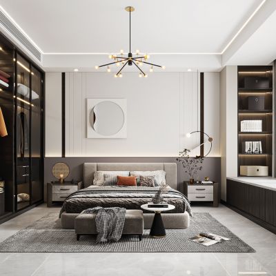 现代主卧 衣柜  飘窗