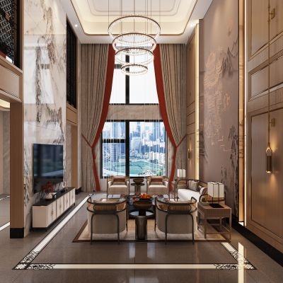 新中式挑空客厅